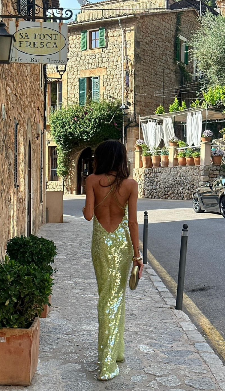 Odette | Sequin Wedding Guest Backless Maxi Dress for Women