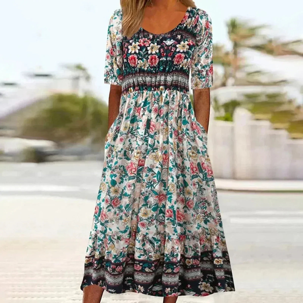 Alaia | Boho Print A-Line Midi Dress for Women