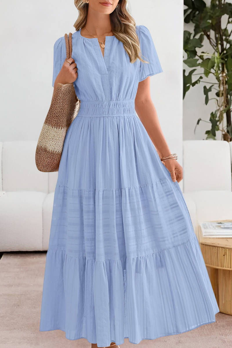 Alice | Boho Short Sleeve Smocked Midi Dress