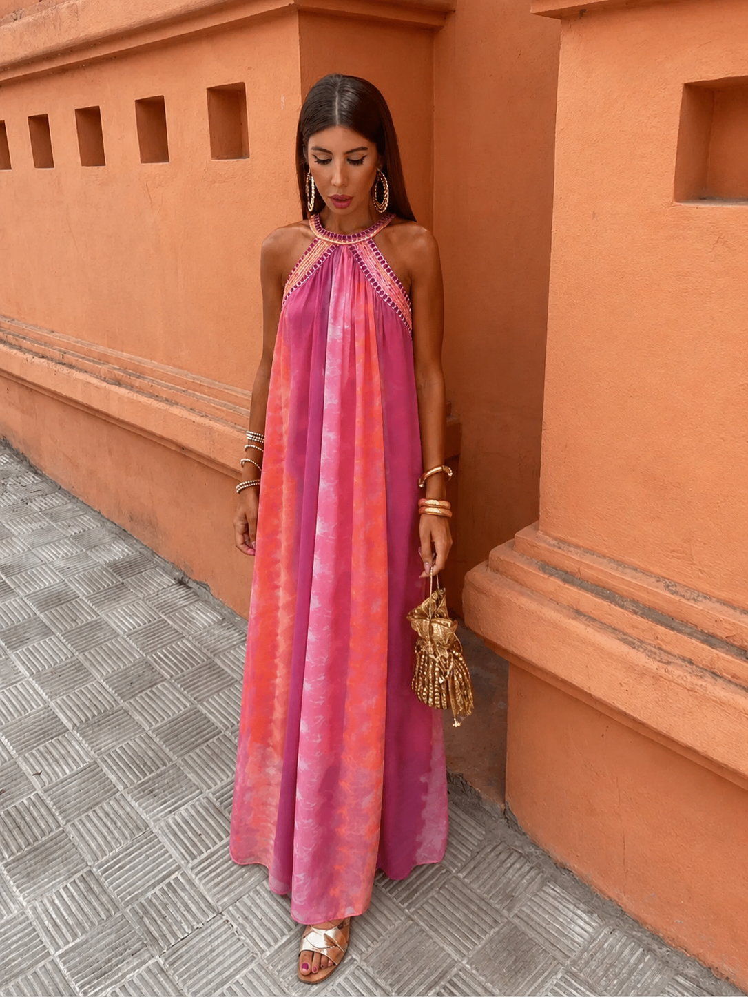 Alvina | Wedding Guest Halterneck Maxi Dress for Women