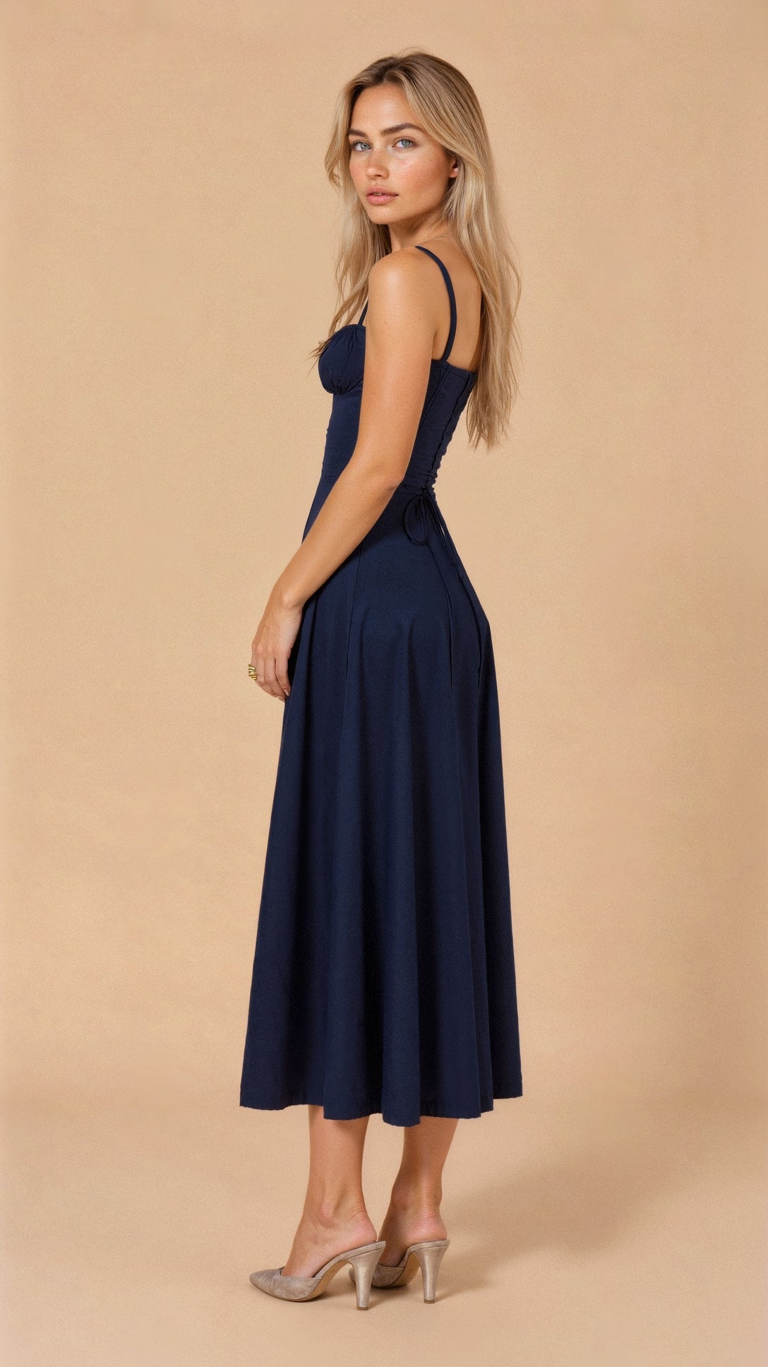 Thea | Floral Midi Dress with Sweetheart Neckline for Women