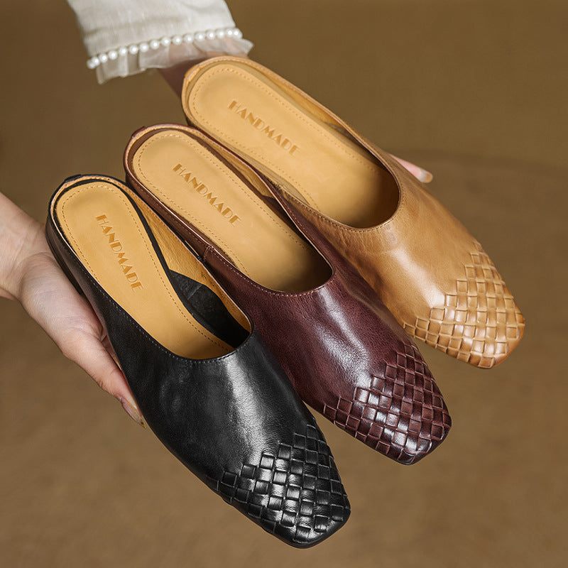 Georgia | Woven Leather Mules for Women