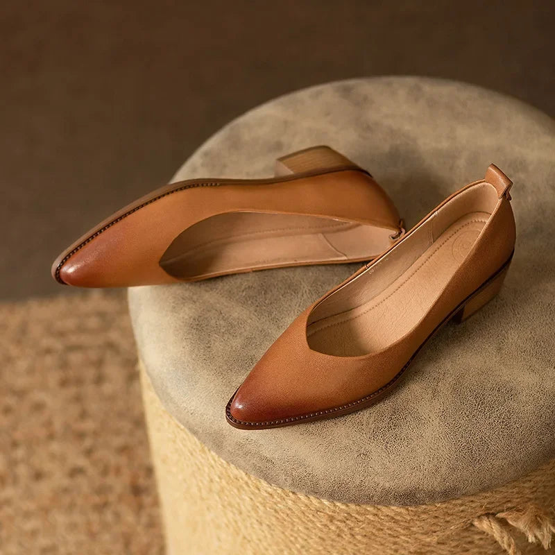 Harriet | Women's Block Heel Pumps Pointed Toe Slip On Work Shoes
