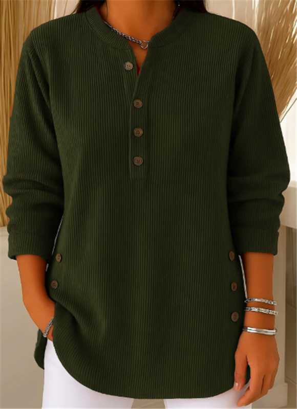 Willow | Ribbed Knit Henley Top with Long Sleeves for Women