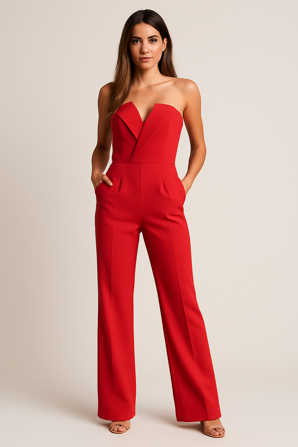 Andrea | Strapless Wide Leg Jumpsuit for Women