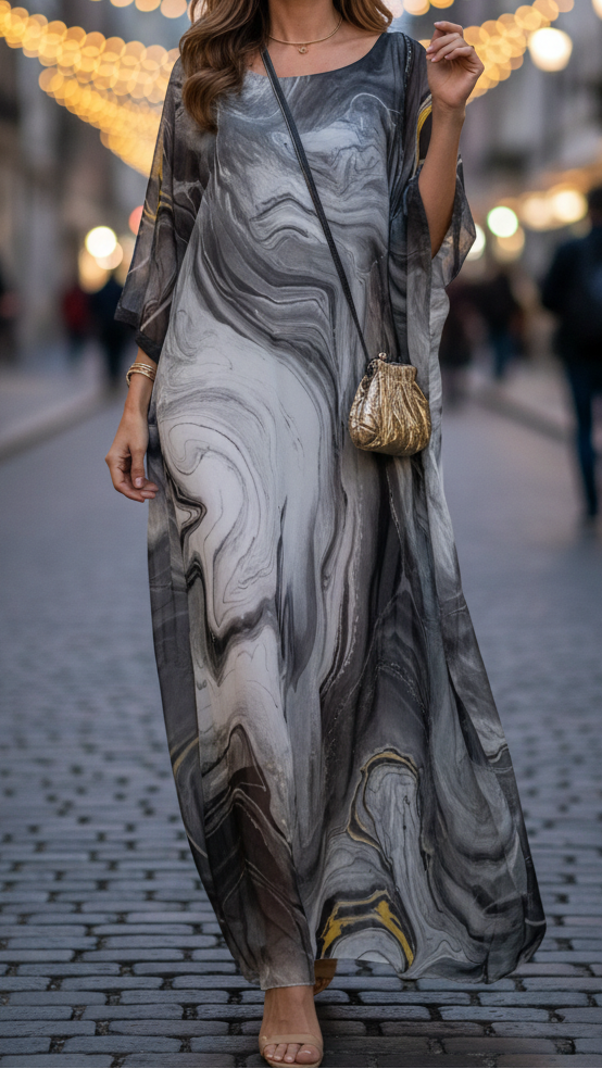 Aura | Wedding Guest Maxi Dress with Batwing Sleeves for Women