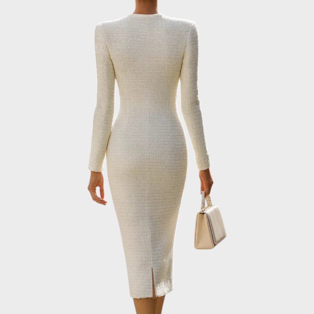 Annette | Tweed Button-Down Midi Dress for Women
