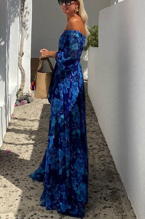 Cosette | Floral Wedding Guest Off-Shoulder Maxi Dress for Women