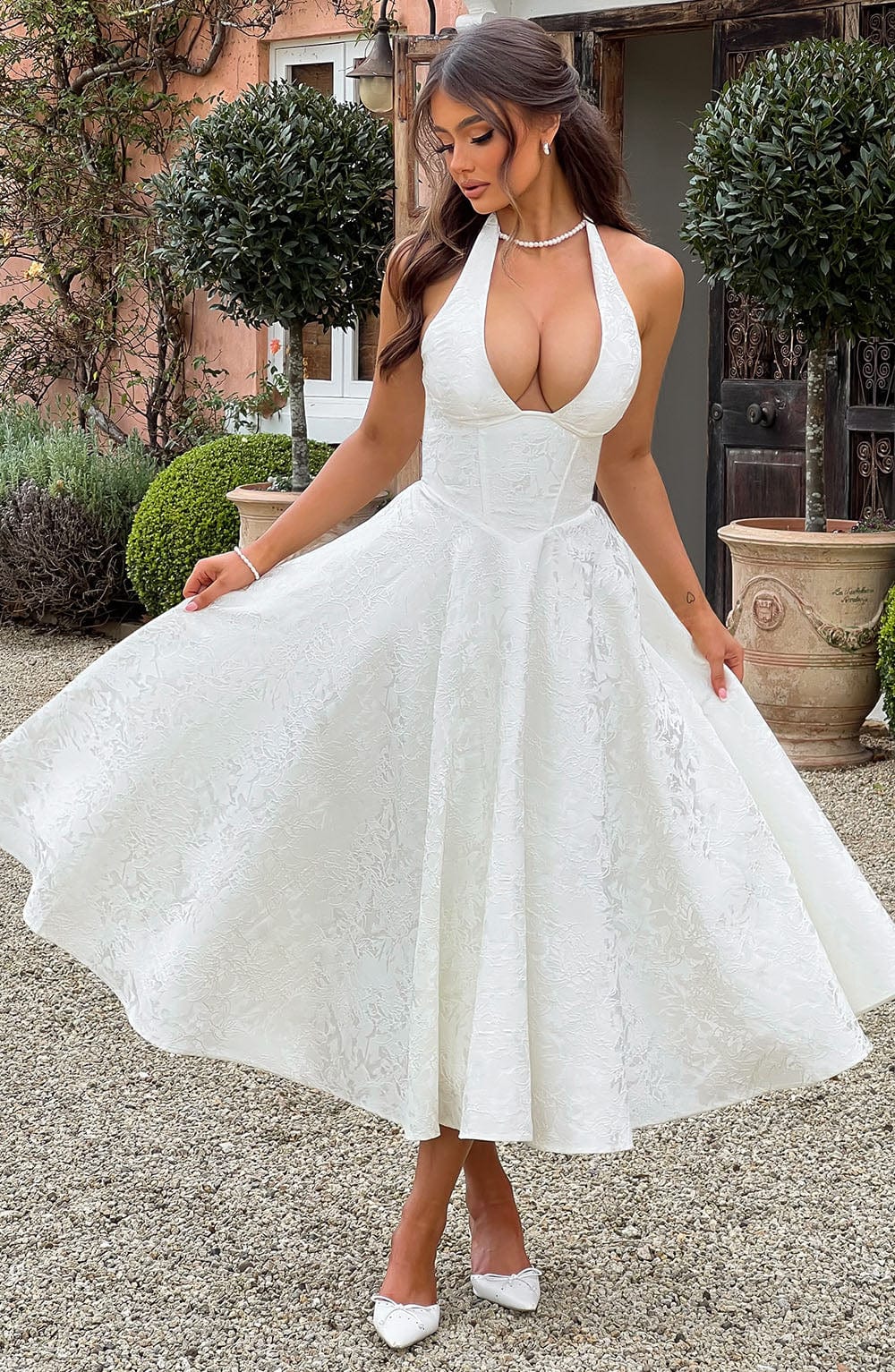 Caroline | Wedding Guest A-Line Midi Dress for Women