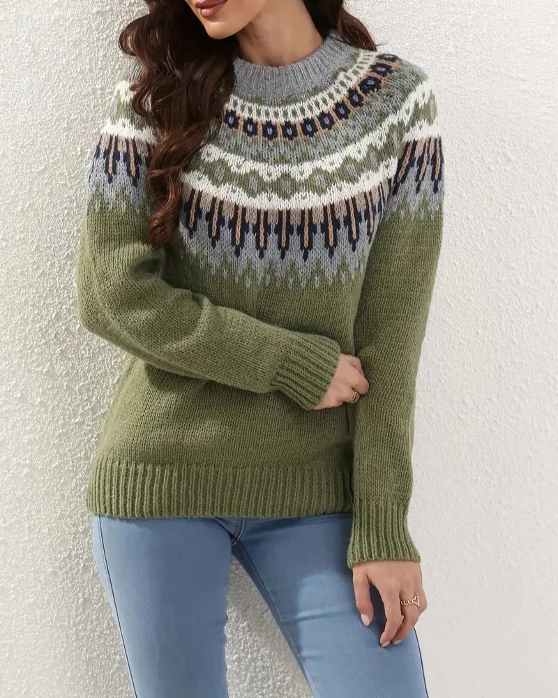 Estrella | Fair Isle Sweater with Crew Neck for Women