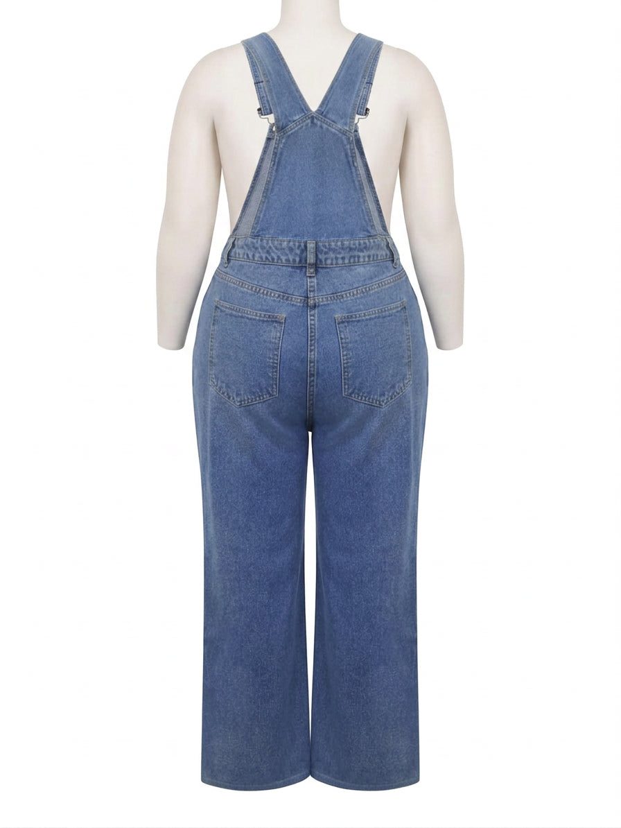 Fallon | Denim Straight Leg Overalls for Women