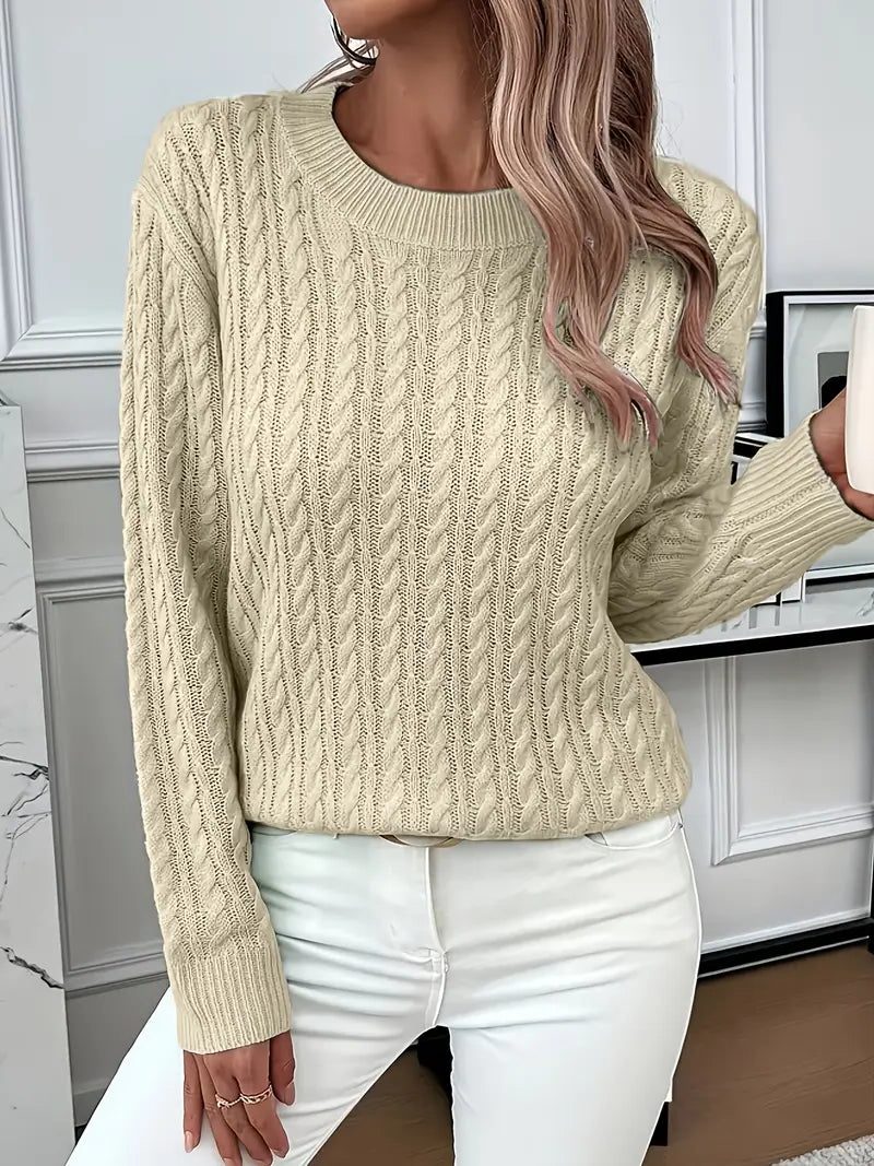 Guinevere | Cable Knit Sweater with Crew Neck for Women