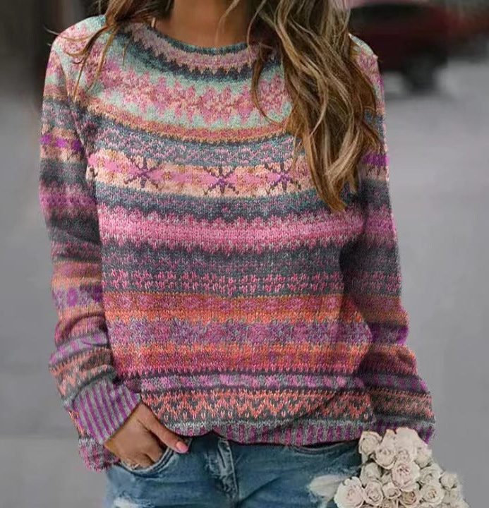 Hope | Fair Isle Oversized Sweater with Crew Neck for Women
