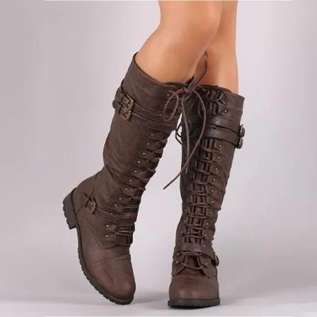 Huguette | Knee High Boots with Lace-Up for Women