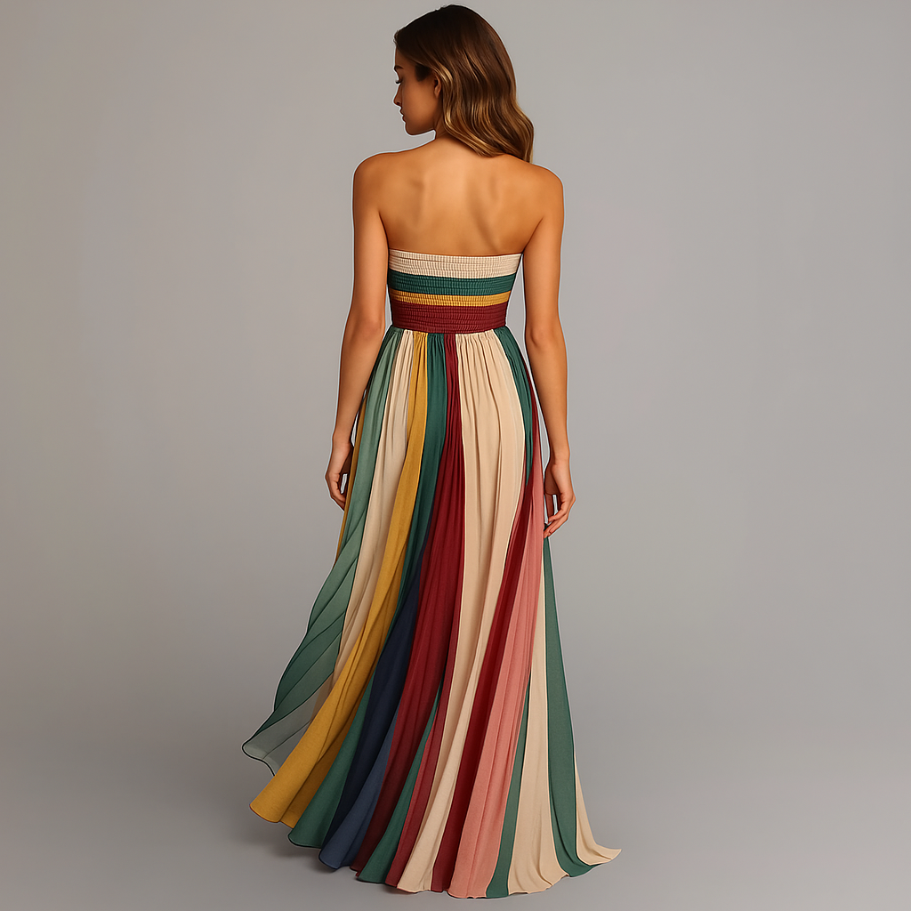 Cesca | Pleated Maxi Strapless Dress for Women