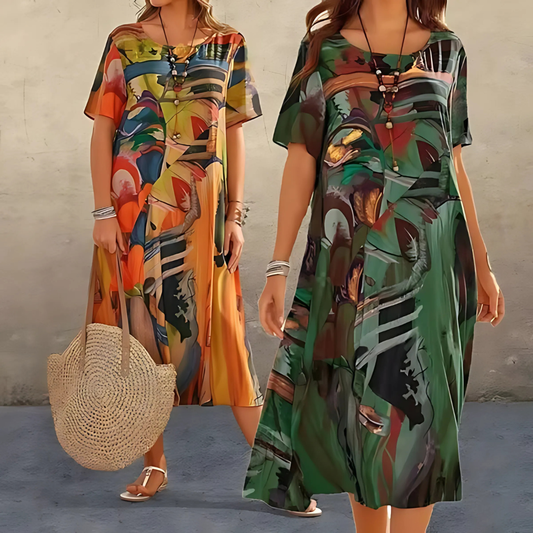 Reese | Abstract Print Relaxed Midi Dress