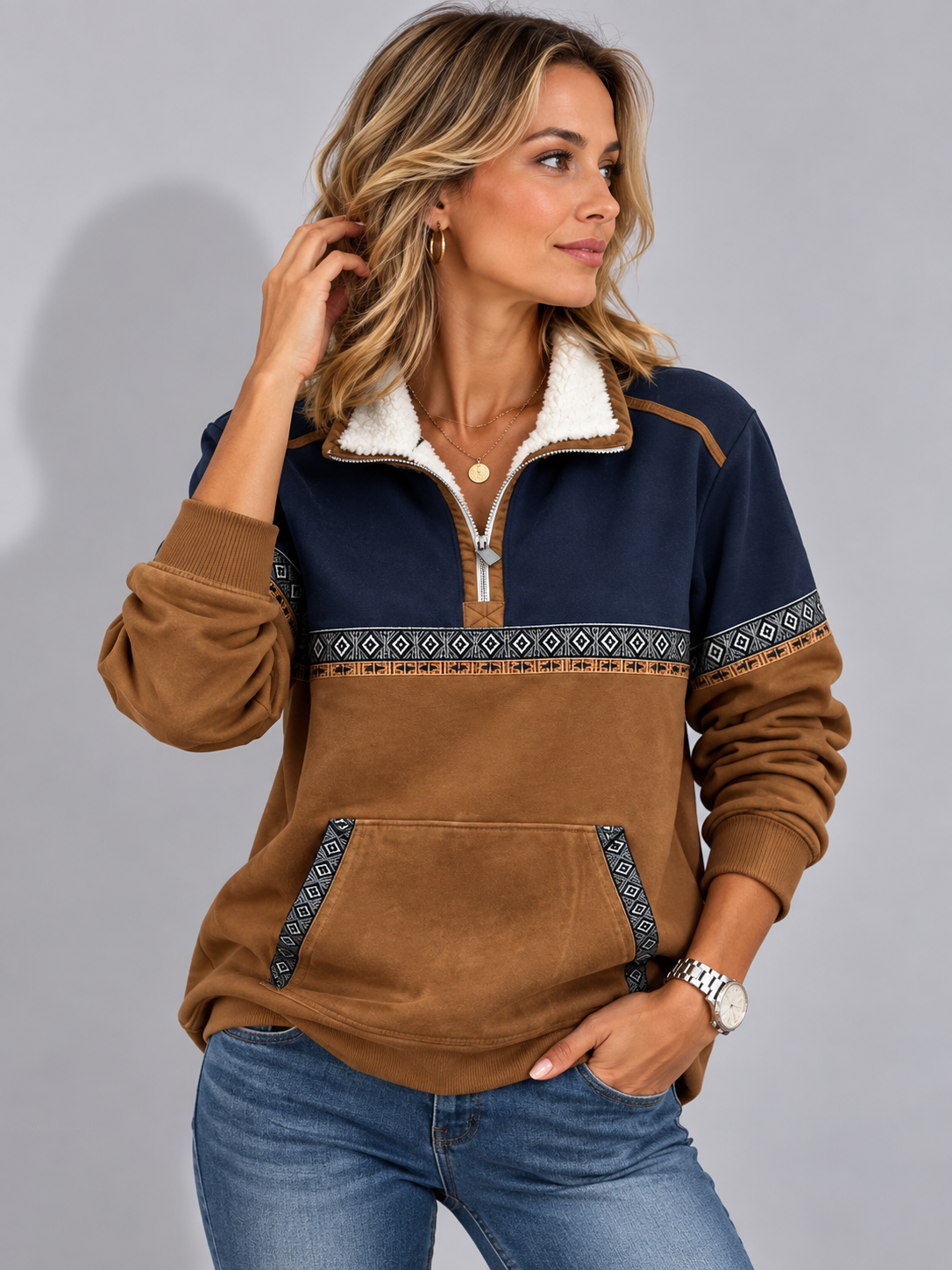 Lettice | Half-Zip Fleece-Lined Pullover for Women
