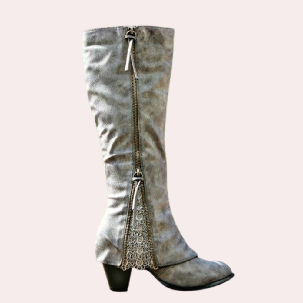 Marina | Block Heel Zip-Up Boots for Women