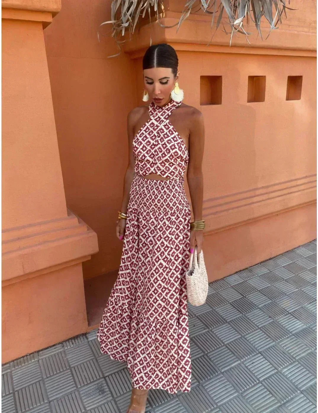 Cleo | Wedding Guest Halterneck Midi Dress for Women