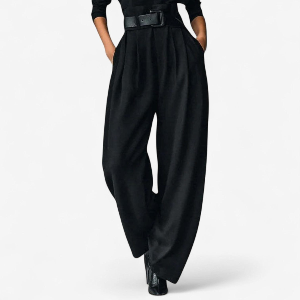Oleander | Wide Leg Jumpsuit with Roll Neck and Belt for Women