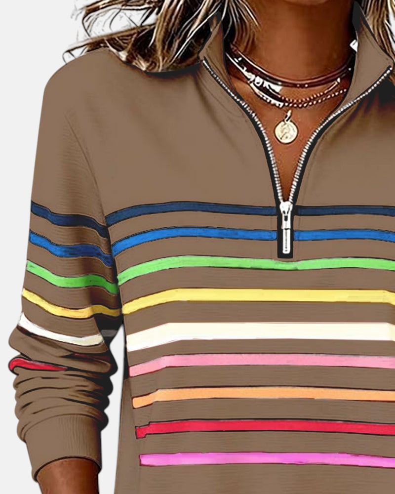 Iris | Striped Half-Zip Sweatshirt for Women