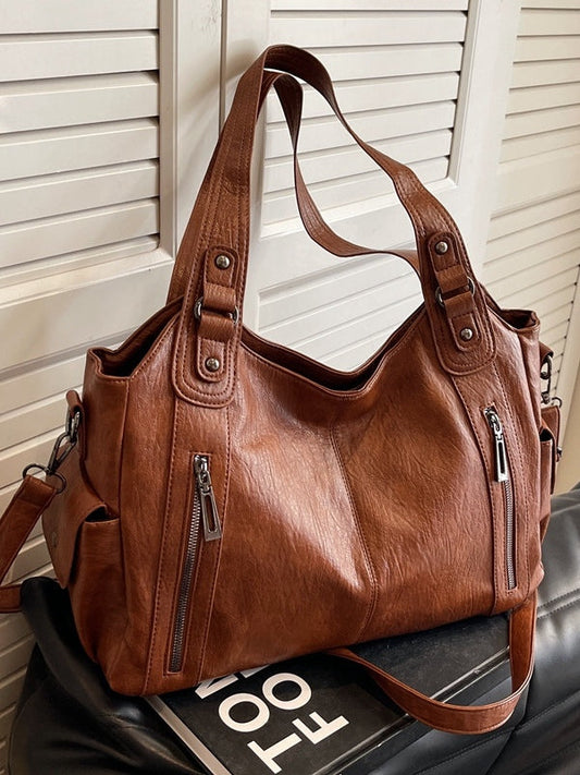 Audra | Zip-Up Leather Hobo Bag for Women