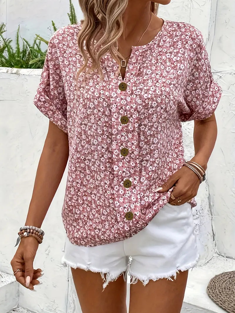 Verna | Floral Print Button Blouse