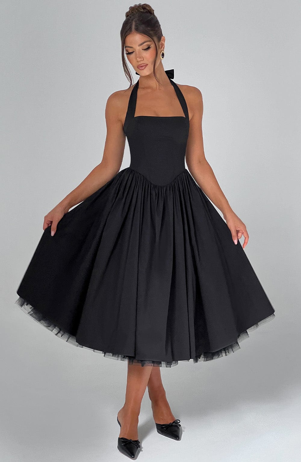 Chloe | Wedding Guest Halter Midi Dress