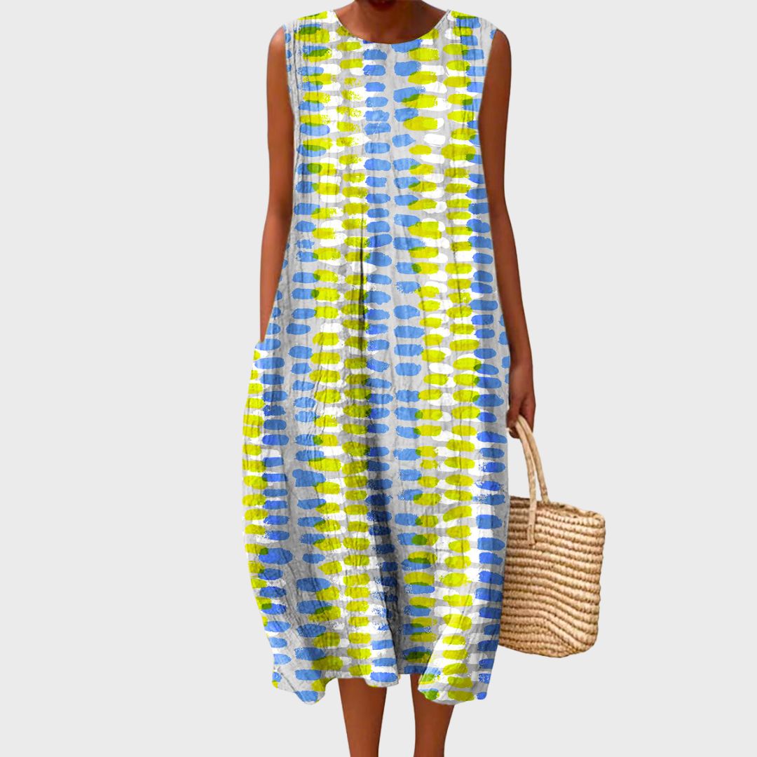 Leila | Gingham Colorblock Midi Dress for Women