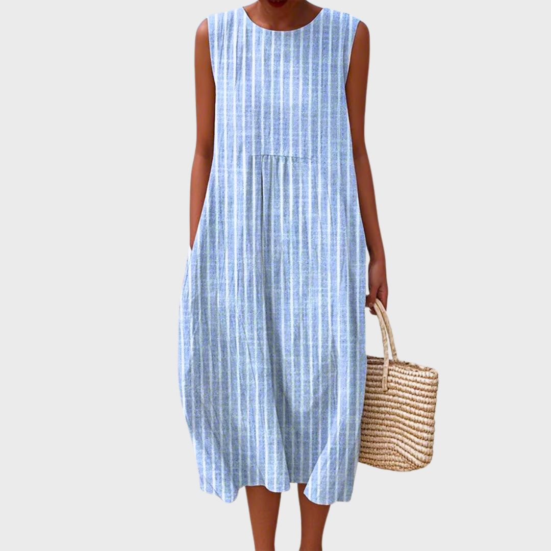 Leila | Gingham Colorblock Midi Dress for Women