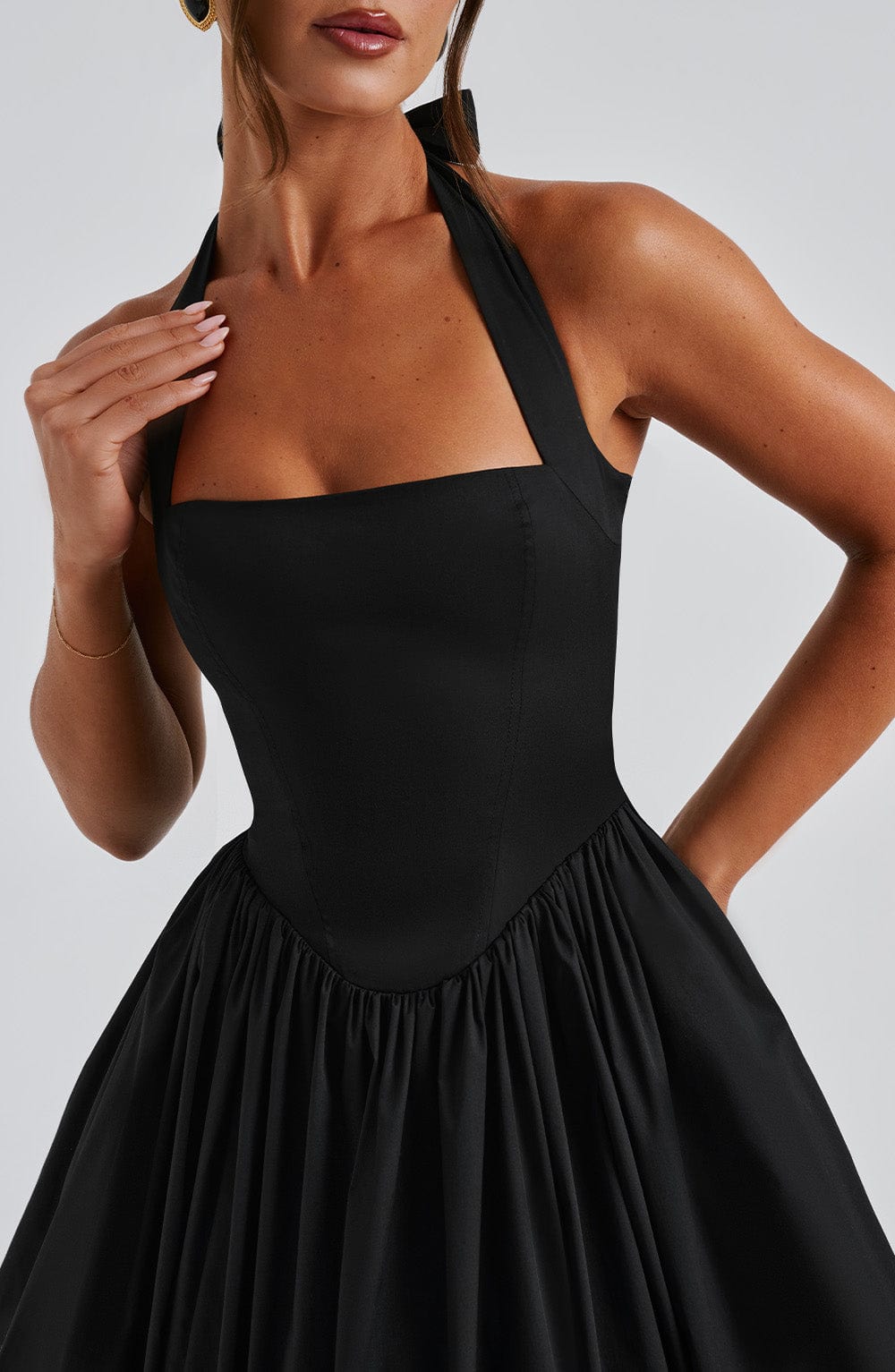 Chloe | Wedding Guest Halter Midi Dress