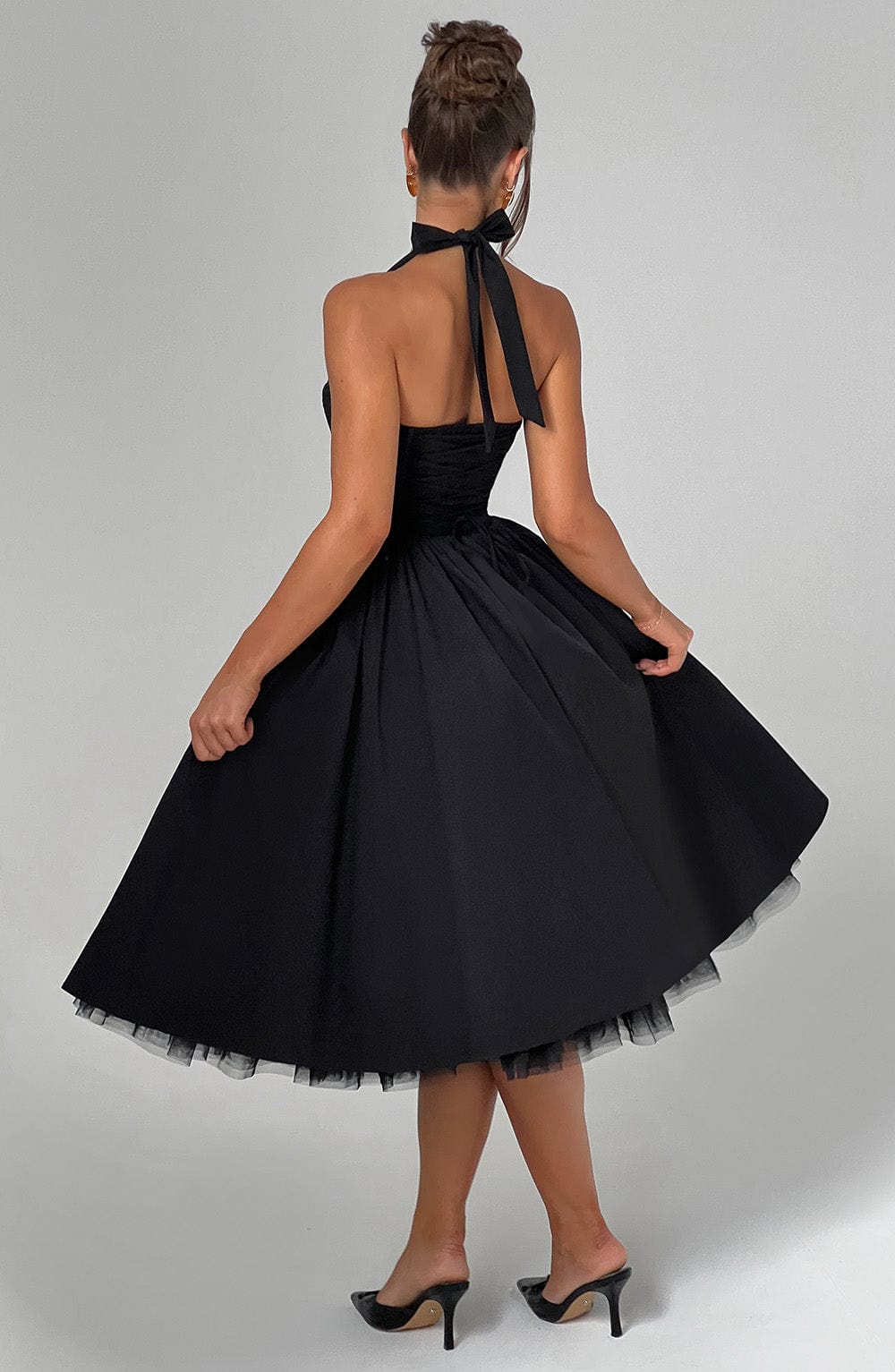 Chloe | Wedding Guest Halter Midi Dress