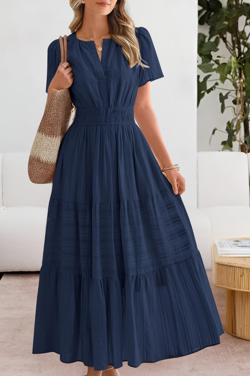 Alice | Boho Short Sleeve Smocked Midi Dress