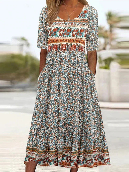 Alaia | Boho Print A-Line Midi Dress for Women