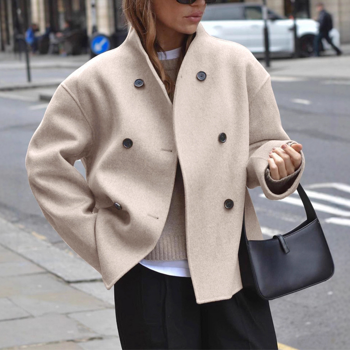 Bini | Stand Collar Long Sleeve Coat