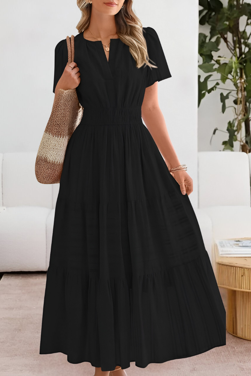 Alice | Boho Short Sleeve Smocked Midi Dress
