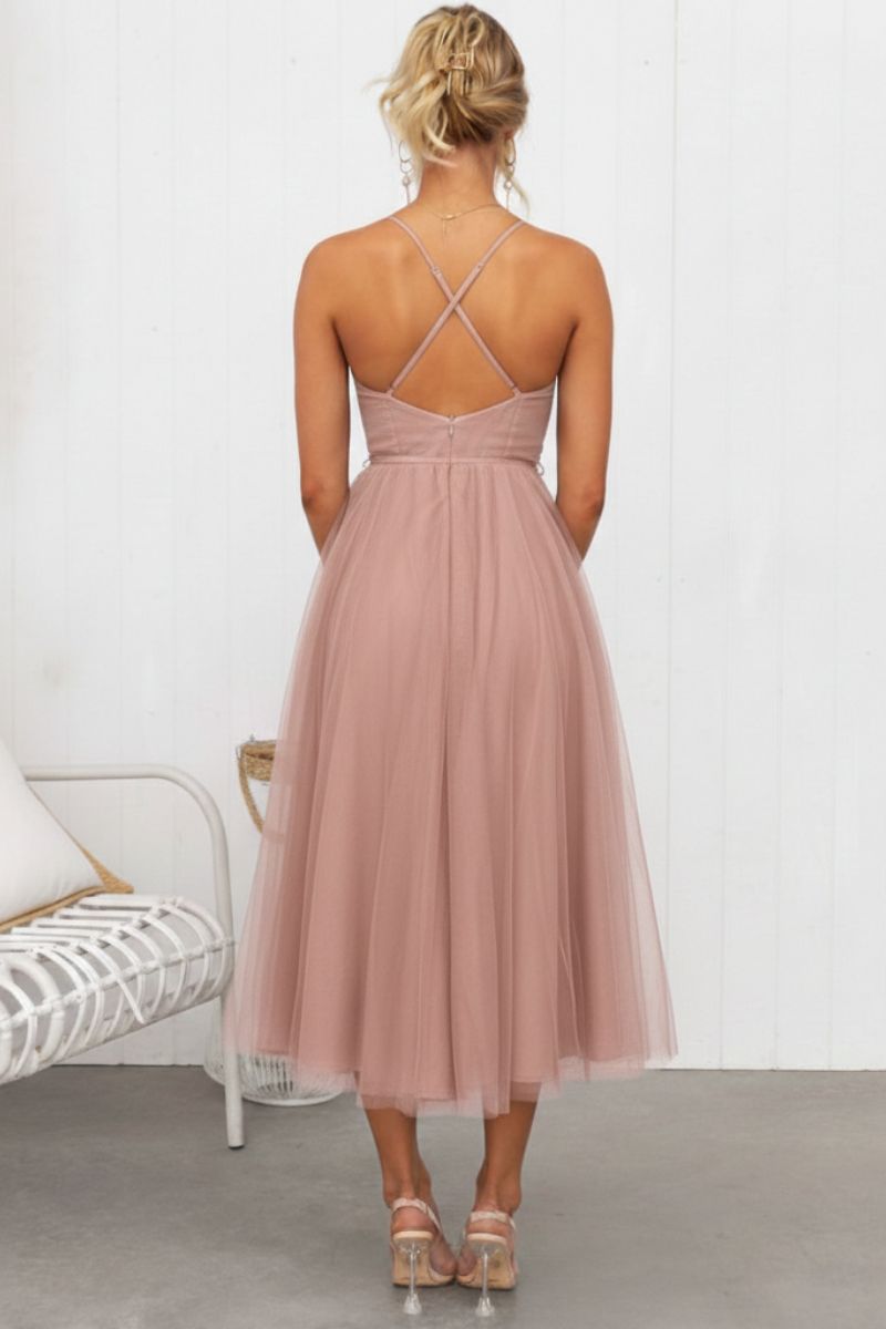 Lana | Tulle Midi Dress with Sweetheart Neckline for Women