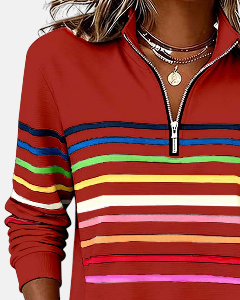 Iris | Striped Half-Zip Sweatshirt for Women