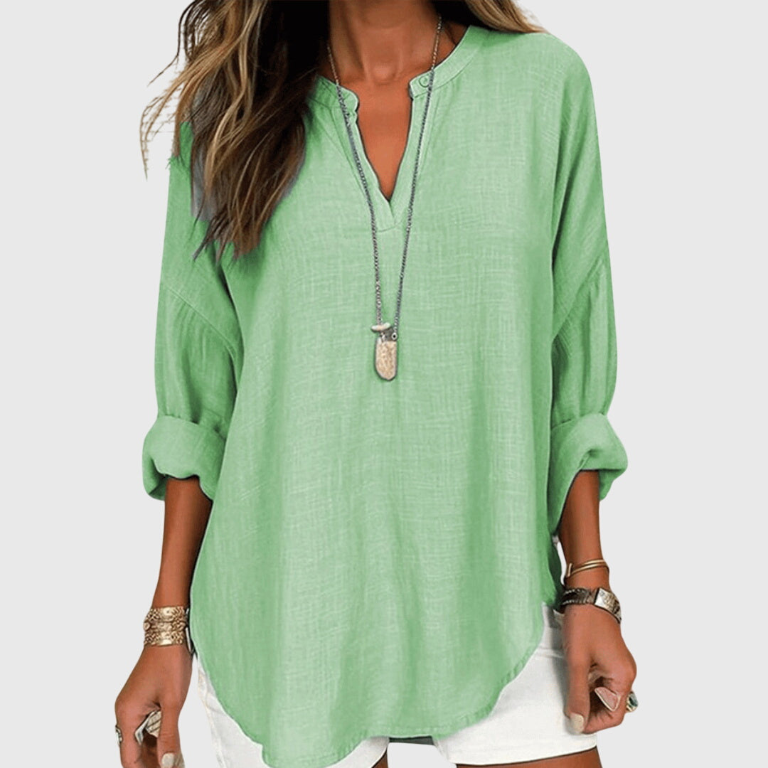 Eglantine | Tunic Shirt with V-Neck and Long Sleeves for Women