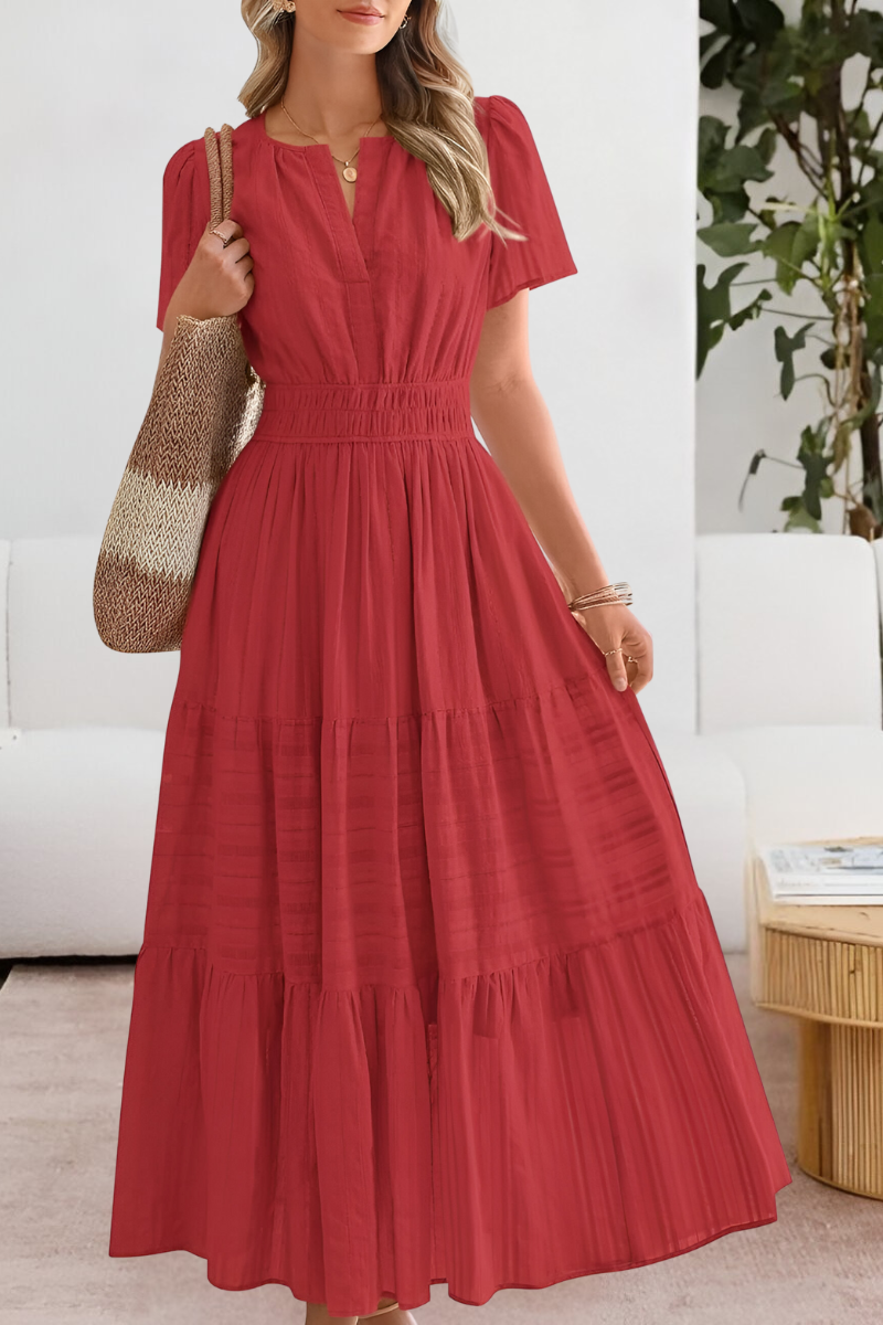 Alice | Boho Short Sleeve Smocked Midi Dress