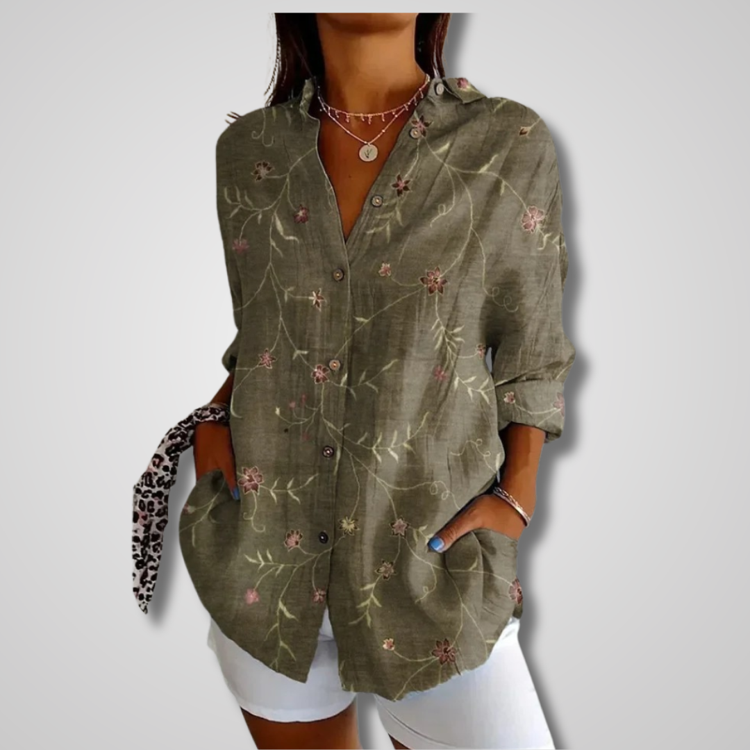 Fara | Vintage Relaxed Floral Shirt for Women