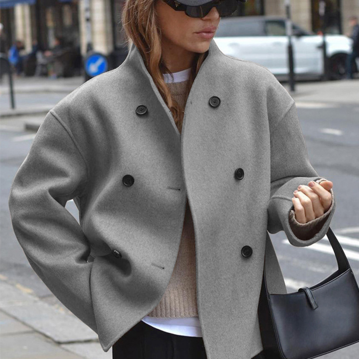 Bini | Stand Collar Long Sleeve Coat