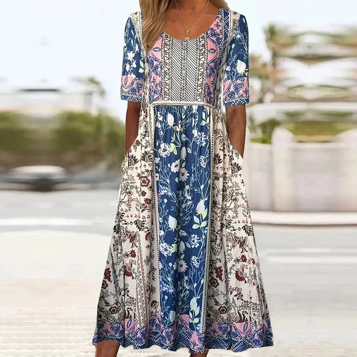 Alaia | Boho Print A-Line Midi Dress for Women