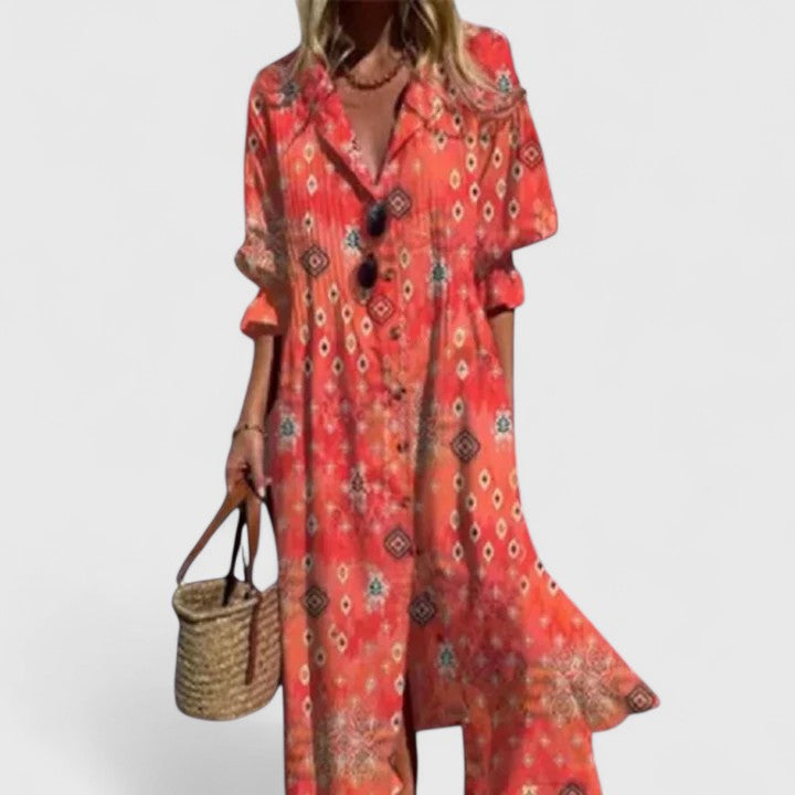 Paula | Printed Boho Maxi V-Neck Dress