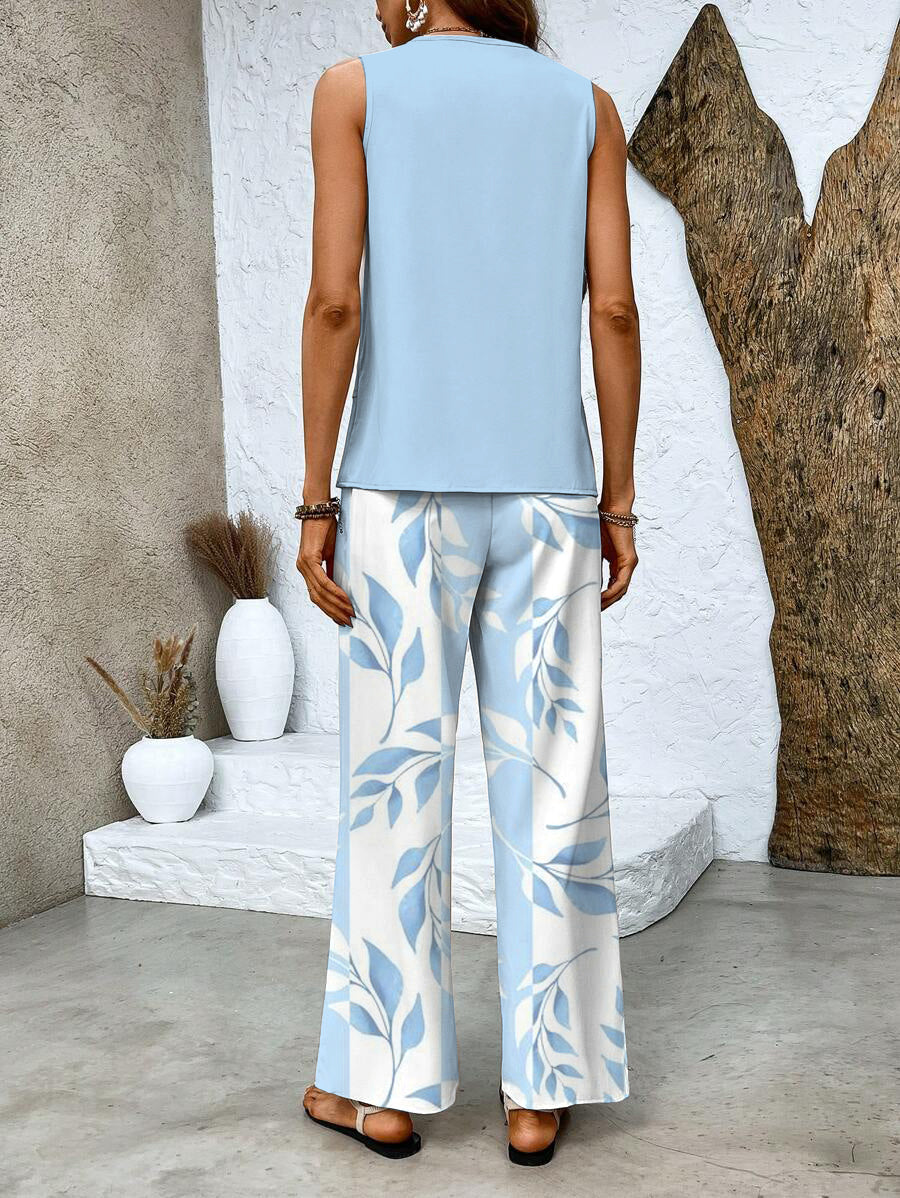 Corinne | Wide Leg Floral Print Two-Piece Set for Women