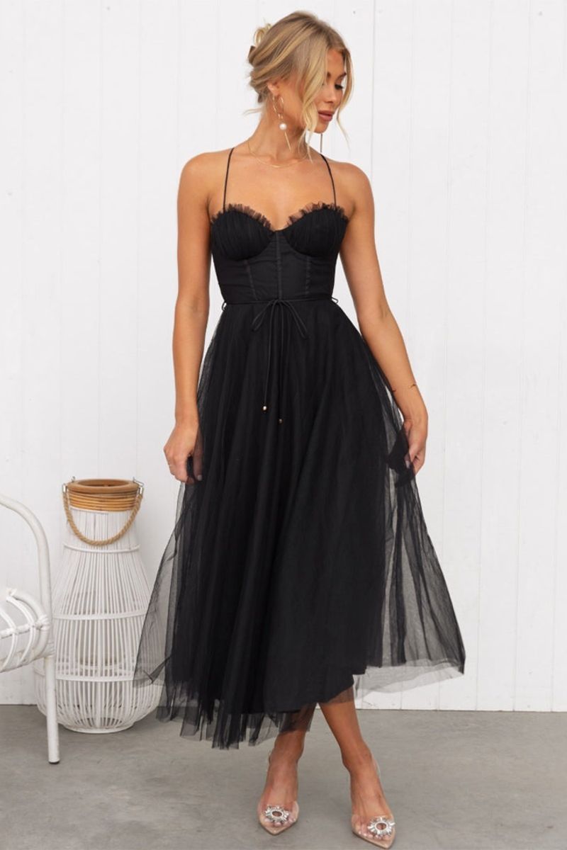 Lana | Tulle Midi Dress with Sweetheart Neckline for Women