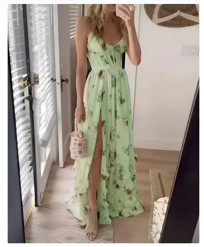 Gunnhild | Floral Wedding Guest A-Line Maxi Dress for Women