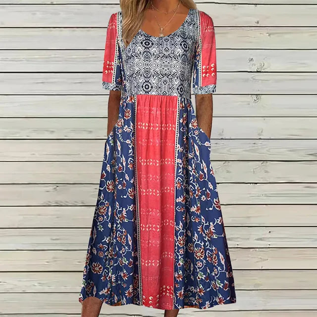Alaia | Boho Print A-Line Midi Dress for Women