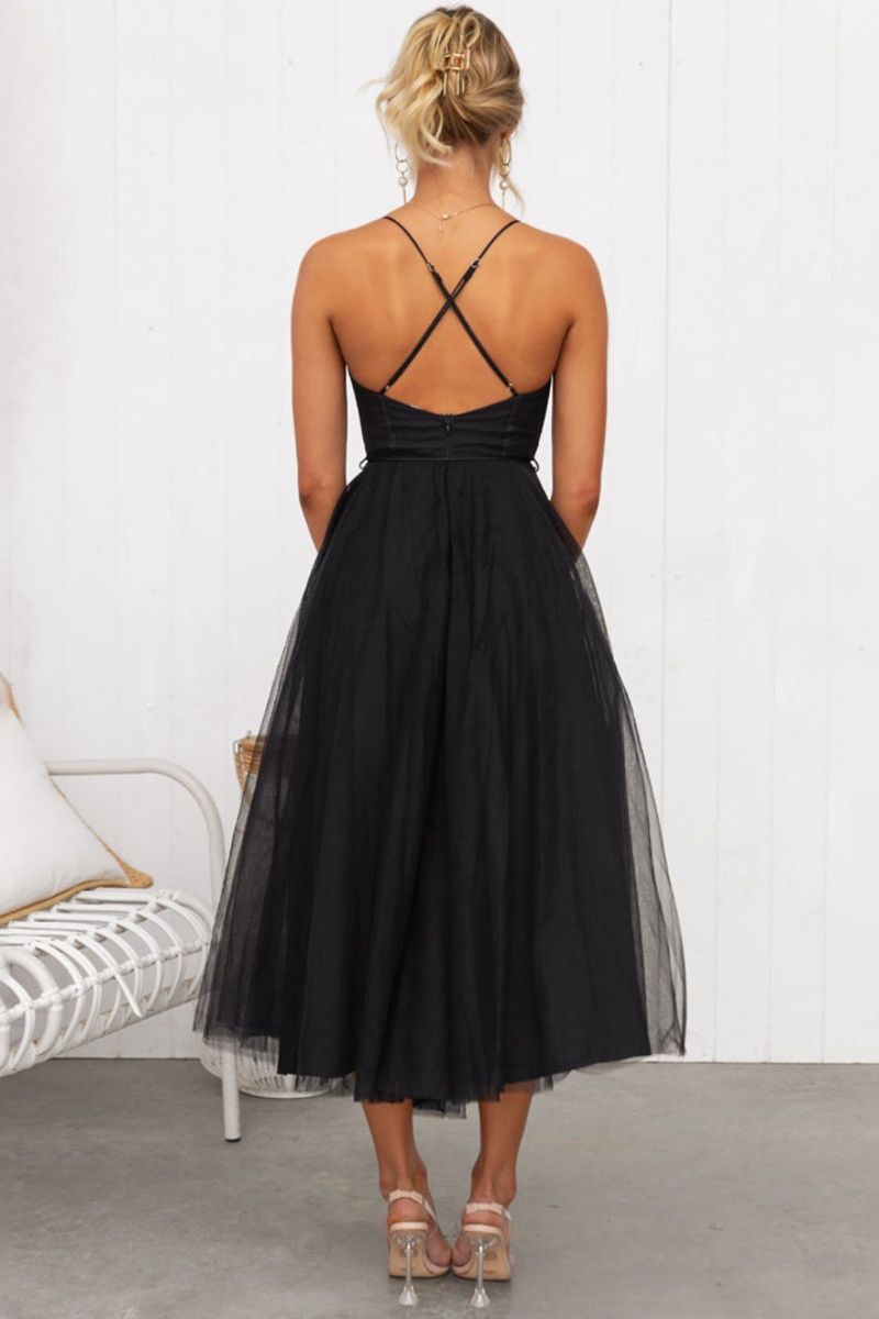 Lana | Tulle Midi Dress with Sweetheart Neckline for Women