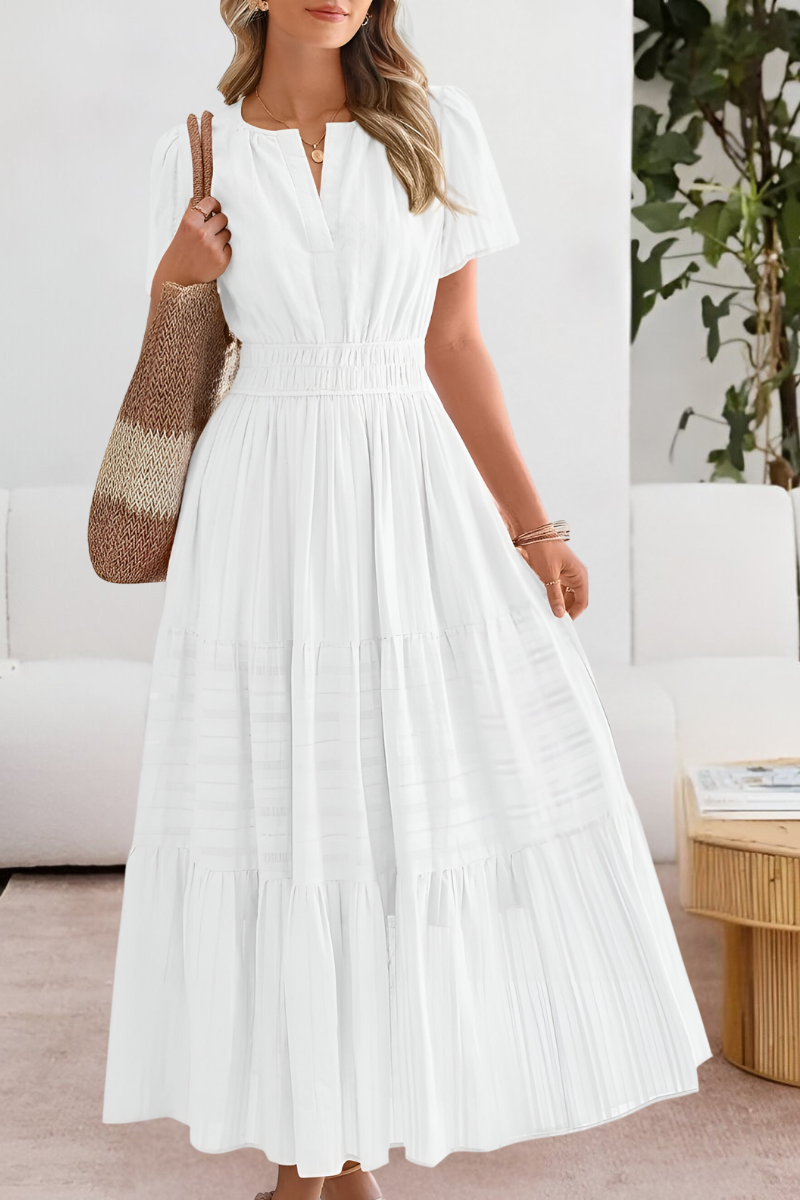Alice | Boho Short Sleeve Smocked Midi Dress